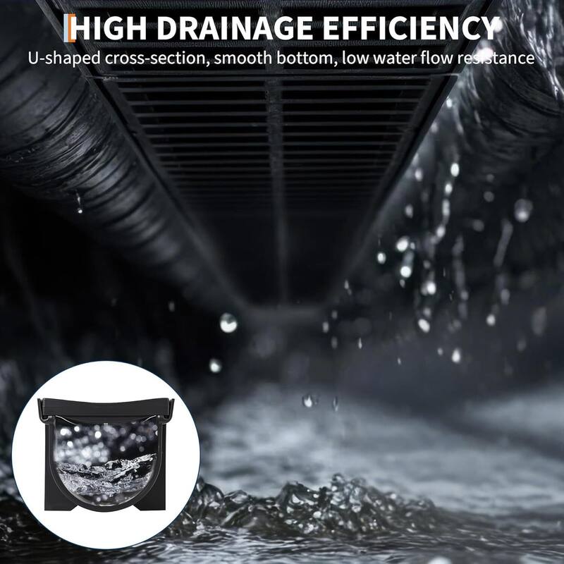 4-Piece High-Efficiency Surface Drainage Trench Drain System for Yard, Driveway, Garden, Patio & Sidewalk - N/A