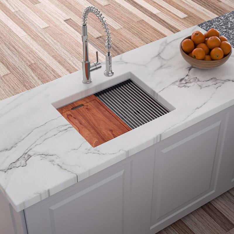 Undermount Single Bowl Stainless Steel Kitchen Sink with Workstation - 23*19