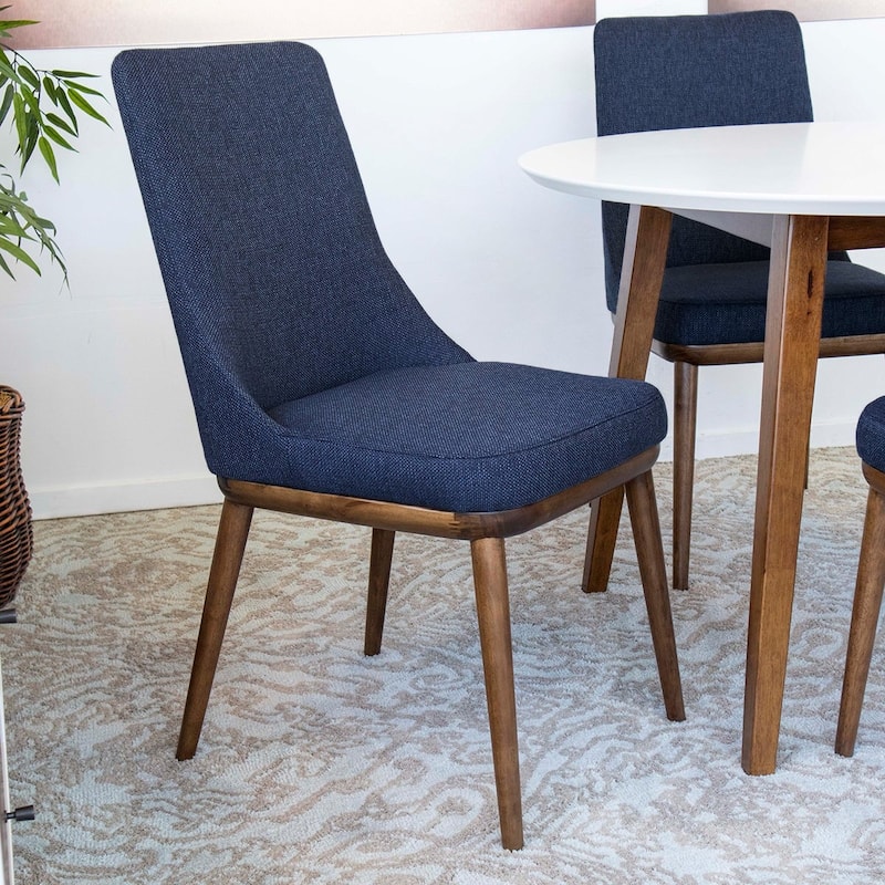 Belladonna Mid-Century Modern Polyester Blend Dining Chair in Blue (Set of 2)