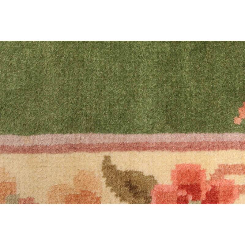 ECARPETGALLERY Hand-knotted Aubusson Green Wool Rug - 2'11 x 5'1