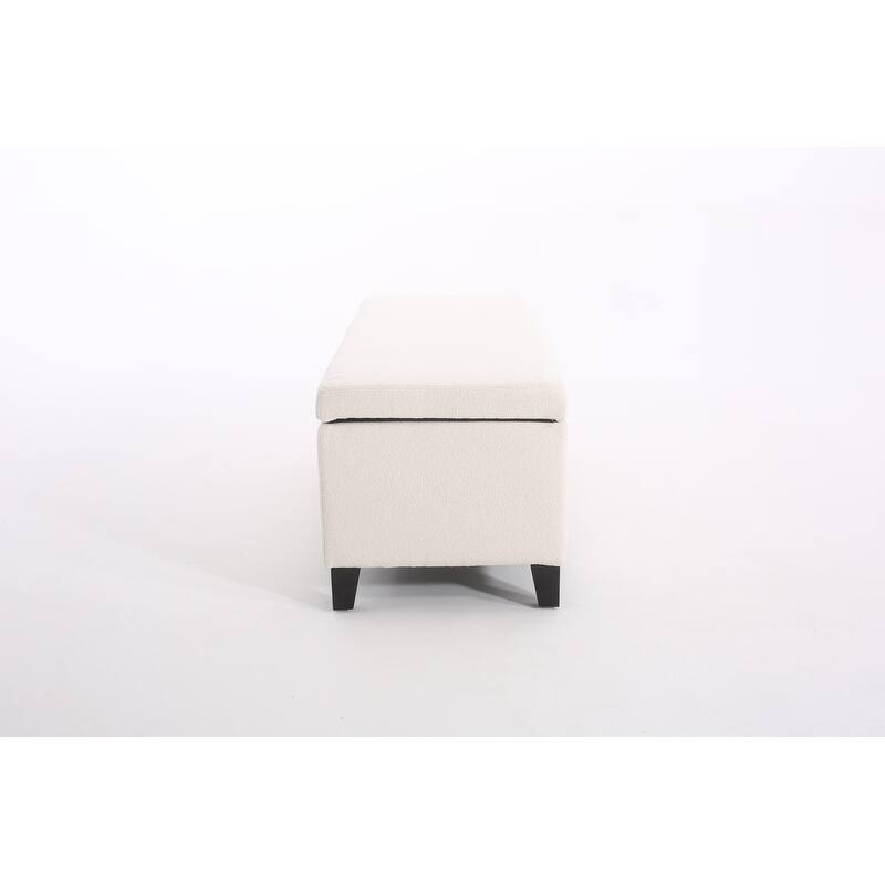 White Modern Tufted Top Upholstered Storage Bench