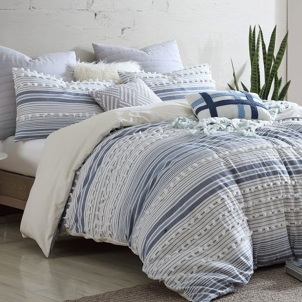 Anahita 100% Cotton Clipped Dot Stripe Jacquard 5-Piece Bedding Comforter  Set - On Sale - Bed Bath & Beyond - 36188742