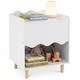 preview thumbnail 1 of 18, Costway Kids Nightstand, Toddler Scalloped Side Table with Wide Top & White