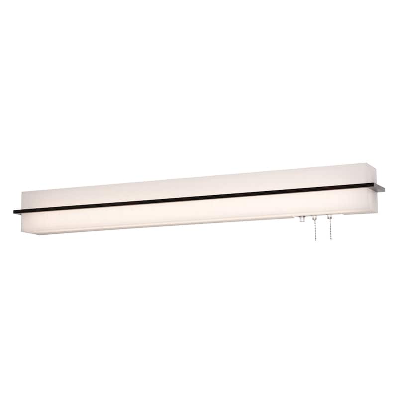 Apex 38" LED Overbed Wall Light - 38"L x 4"Ext x 4"W x 4.38"H - 38"L x 4"Ext x 4"W x 4.38"H - Espresso/Linen White Shade