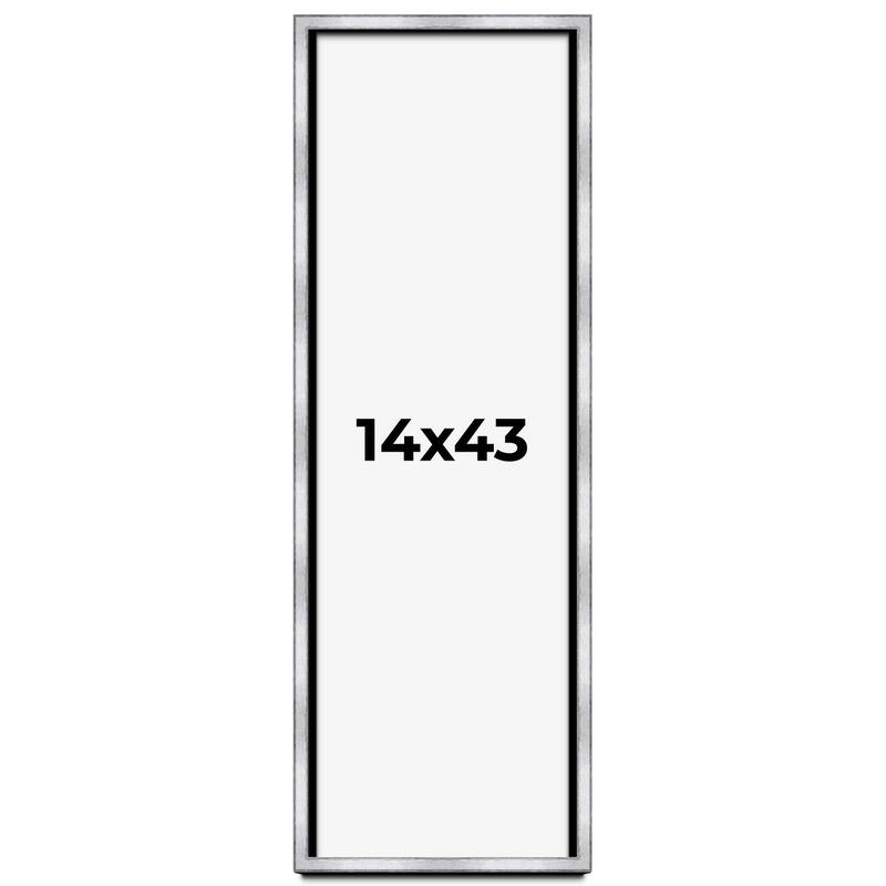 14x43 Shadow Box Frame Silver | 1.375 Inches Deep Real Wood