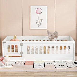Solid Wood Kids Twin/Full Size Floor Bed