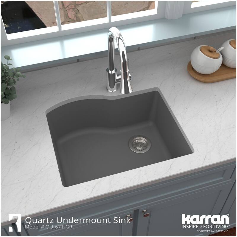 Karran USA QU-671 Quartz QU 24" Undermount Single Basin Quartz