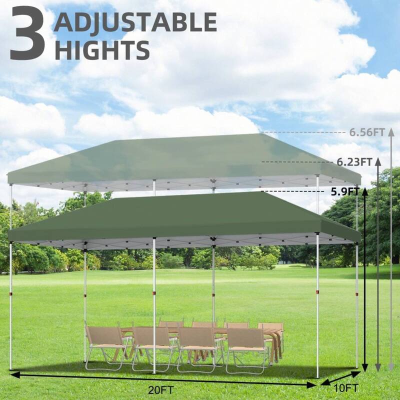 Portable Outdoor 10x20 Pop Up Canopy Tent for Picnics, Camping