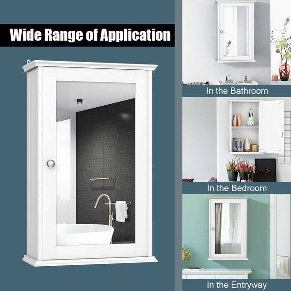 Shop Costway New Bathroom Wall Cabinet Single Mirror Door Cupboard