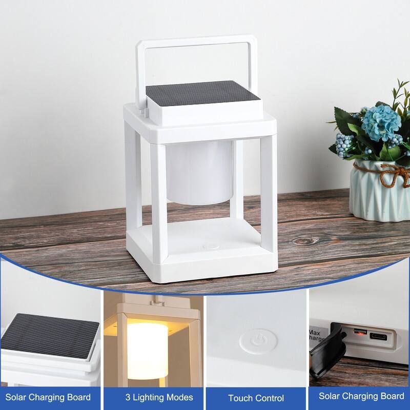 7.4" Outdoor Solar Lantern With LED Light Battery Powered, Durable & Stylish