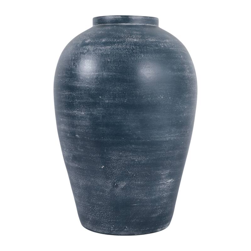 Textured Terracotta Vase with Distressed Finish - Tall Flower Vase