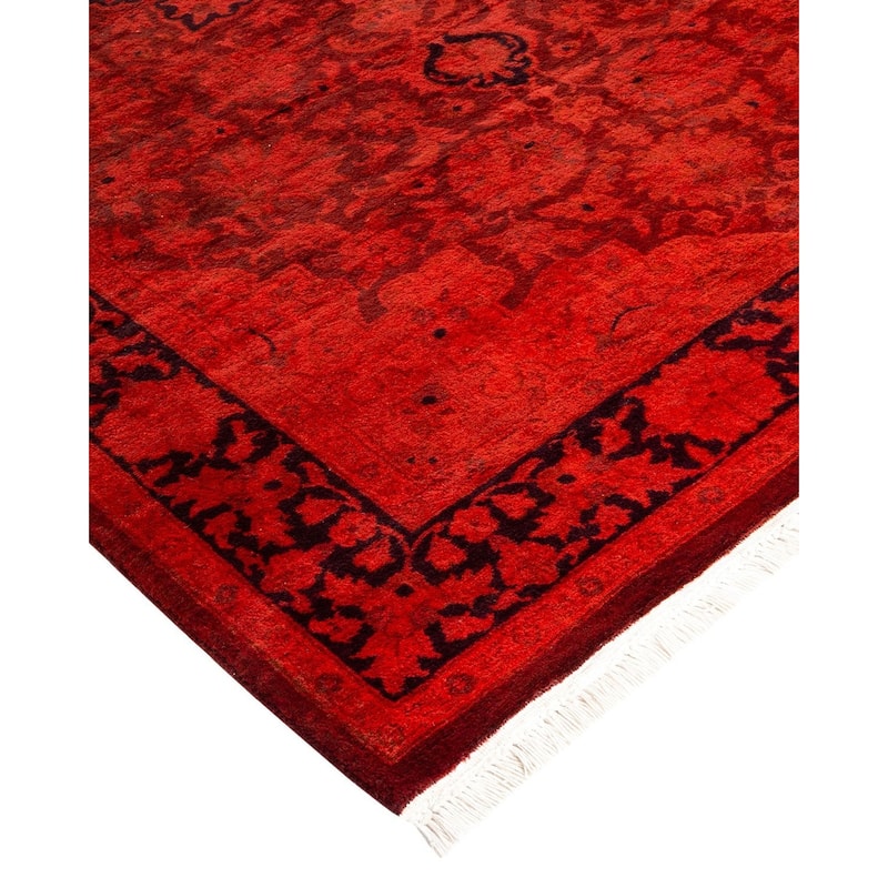 Overton Hand Knotted Wool Vintage Inspired Modern Contemporary Overdyed Orange Area Rug - 3' 2" x 5' 2"