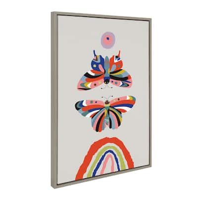 Kate and Laurel Sylvie Butterflies Framed Canvas by Rachel Lee