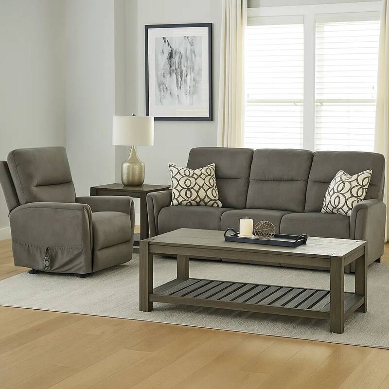 Power Lift Chair with Heat and Massage, Gray Fabric Padded, USB Port