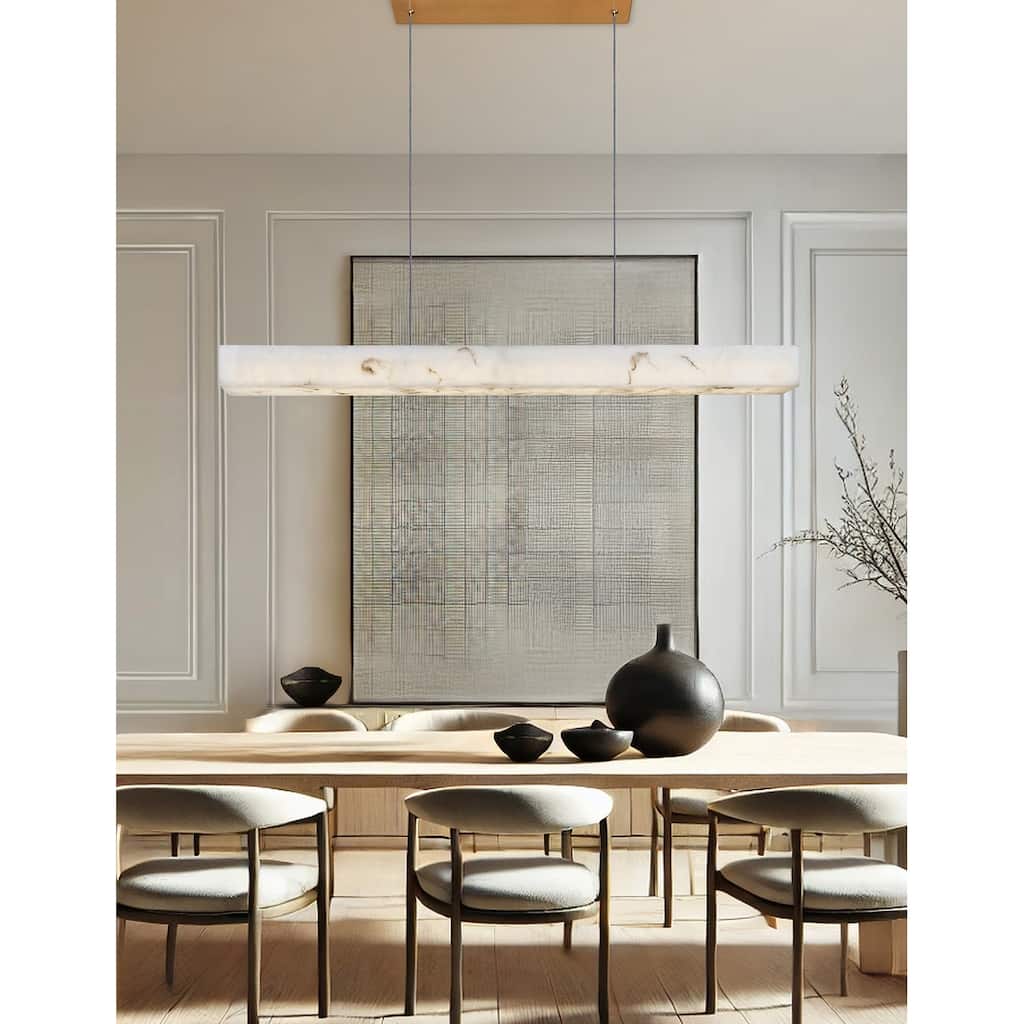 Justice Design LumenAria - Medley 48" LED Linear Pendant - Faux Alabaster Shade - 48" W