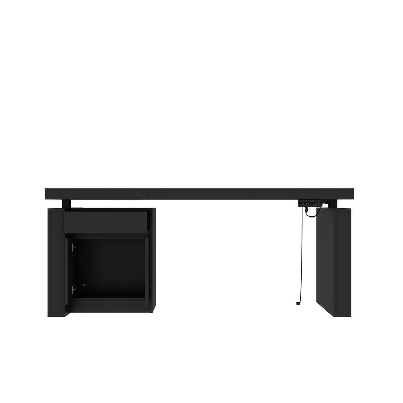 70.9"W Dining Table White Adjustable Workstation Desk Modern Office Desk Height Adjustable Standing Desk Kitchen Island