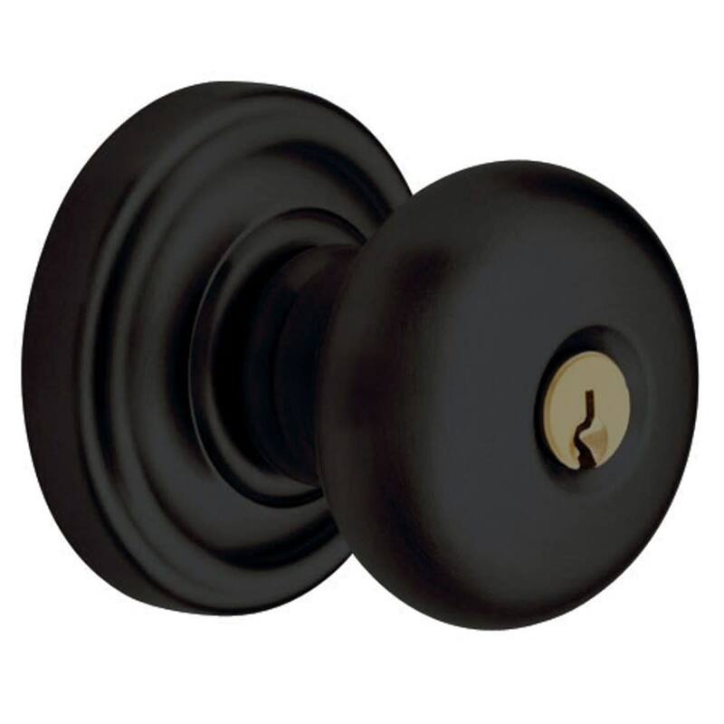 Baldwin Classic Style Keyed Entry Door Knob Set with Classic Rosette - Satin Black