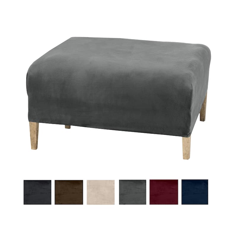 Premium Stretch Velvet-Plush Ottoman Slipcover