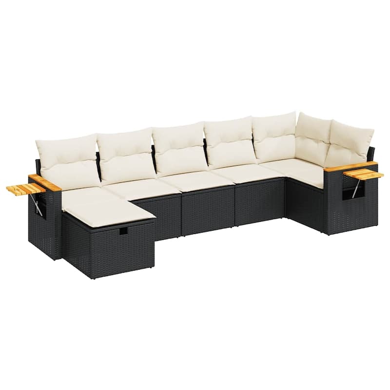 vidaXL Patio Sofa Set with Cushions Outdoor Conversation Furniture Poly Rattan
