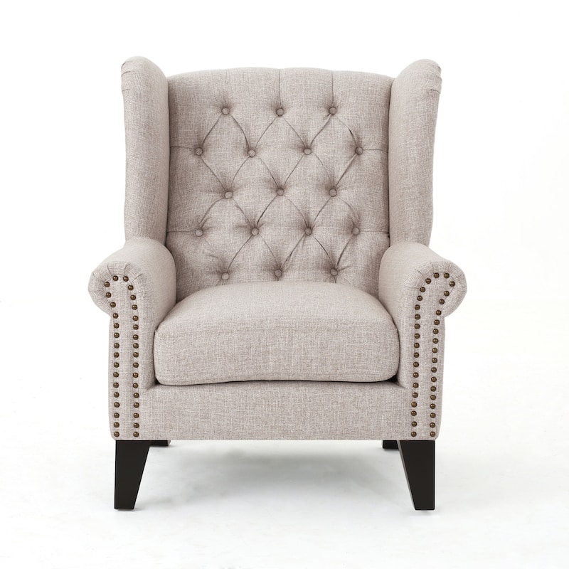 Modern 30" High Back Upholstered Button Tufted Accent Chair with Nailheads for Living Room