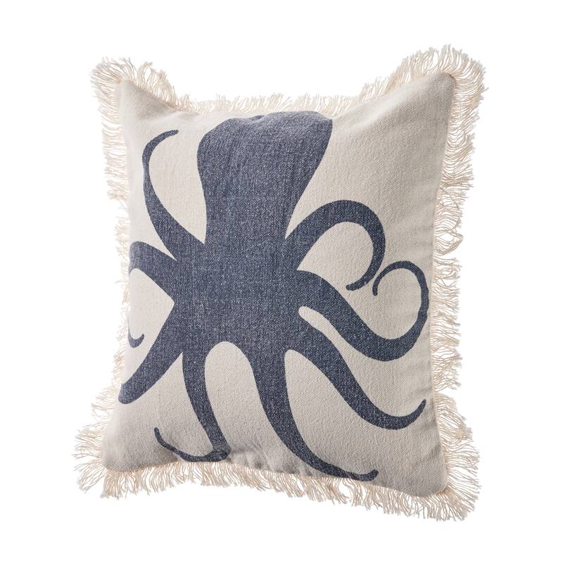 Tate Octopus Fringed Throw Pillow by Sevita