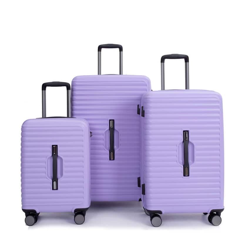 3 Piece Luggage Sets PC+ABS Lightweight Suitcase with Two Hooks, 360 ...