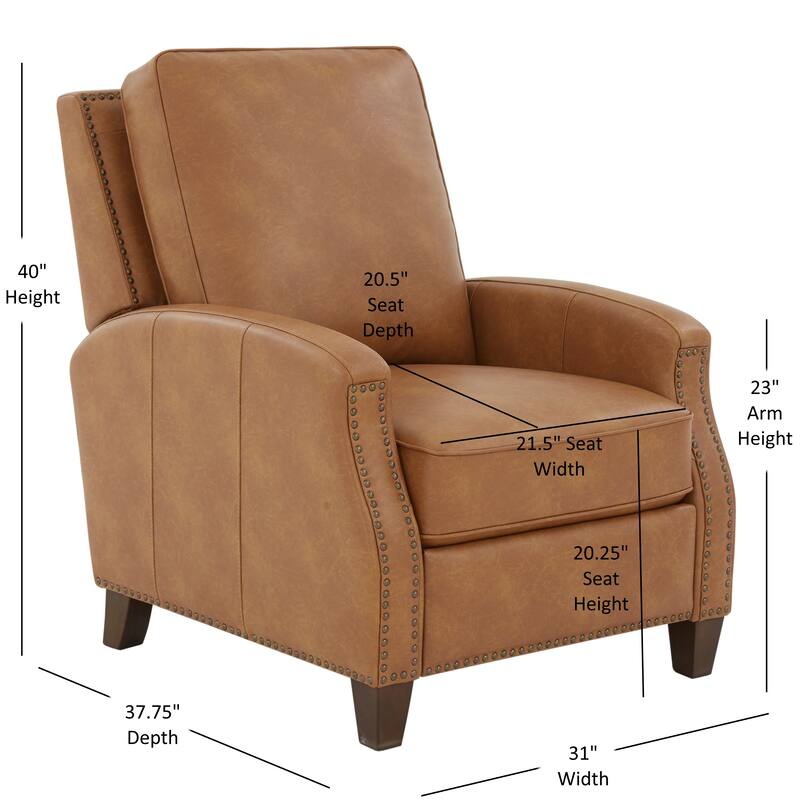 Jack Midnight Blue Faux Leather Push Back Recliner