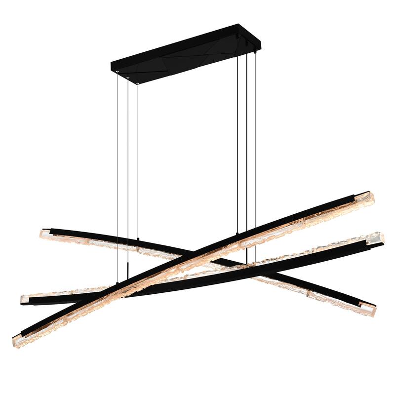 Saber Integrated LED 70in Black Chandelier with Handcrafted Glass