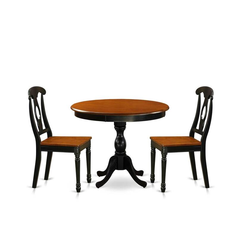 HomeStock 3-Piece Black and Cherry Finish Solid Wood Top - Dining Room Set - Seats-4