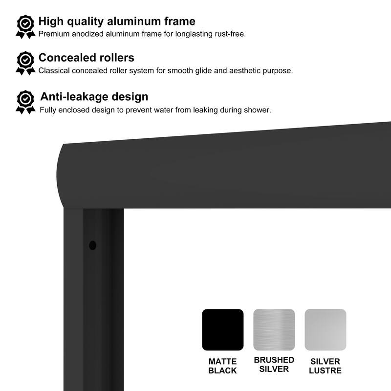 60 in. W x 62 in. H Framed Sliding Bath Tub Door with 5/16 in. Tempered Clear Glass