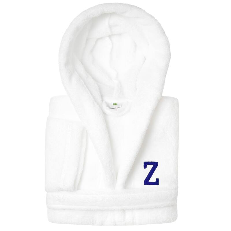 Sweet Kids 100% Polyester SUPER PLUSH Double Brushed Hooded Bathrobe with Navy Bookman Monogram - Medium - Z