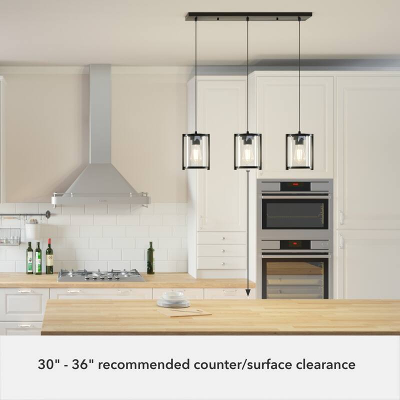 Hunter Astwood 3-Light Linear Cluster, Kitchen Island, Dining Room - Transitional, Contemporary, Modern Farmhouse