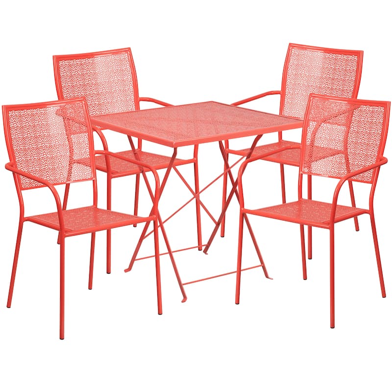 28-inch Square 5-piece Indoor/ Outdoor Folding Table and Chairs Set