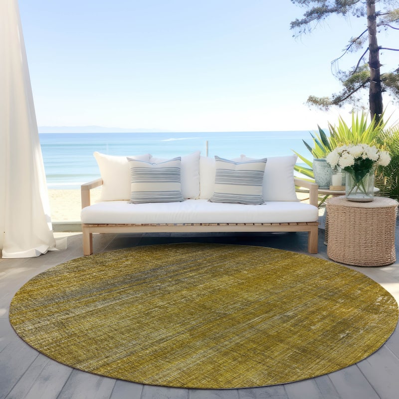 Machine Washable Indoor/ Outdoor Ombre Solid Chantille Rug - 8' x 8' - Chocolate
