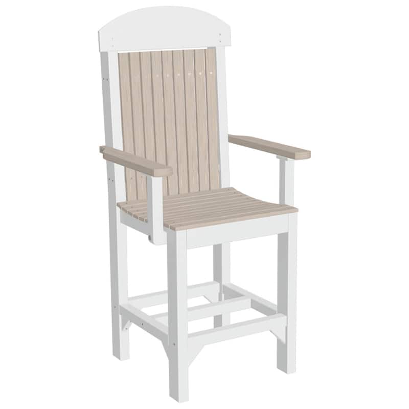 Set of 4 Poly Lumber Classic Dining Chairs - Arm Chair - Birch Woodgrain & White - Counter Height