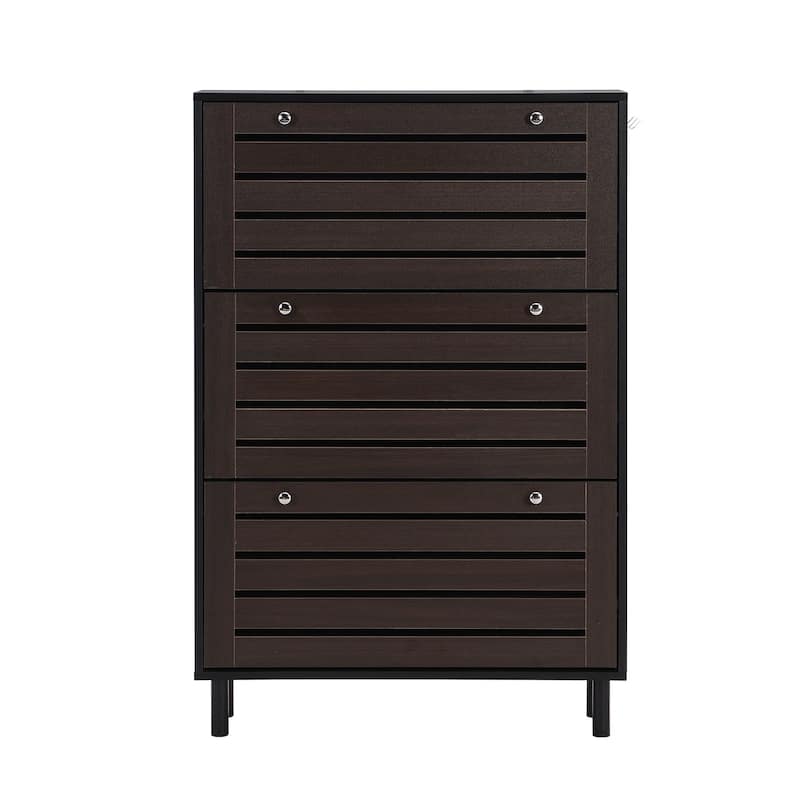 Merax Minimalist Slim Shoe Cabinet with Hanging Hooks, 3 Flip Drawers