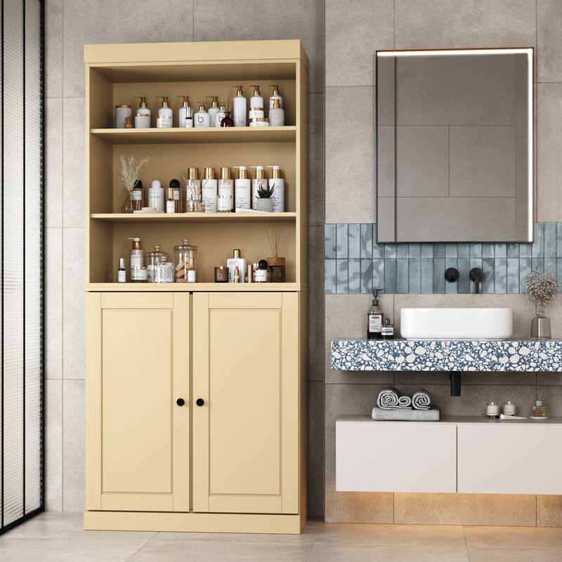 100% Solid Wood 32" Bathroom Cabinet with Optional Doors, 2-Drawers by Palace Imports
