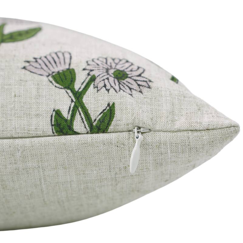 Fabdivine Handcrafted Floral Pillow Cover for Rustic Home Couch or Chair Purple Viscsoe Linen Square 16x16 Inch, Kirti