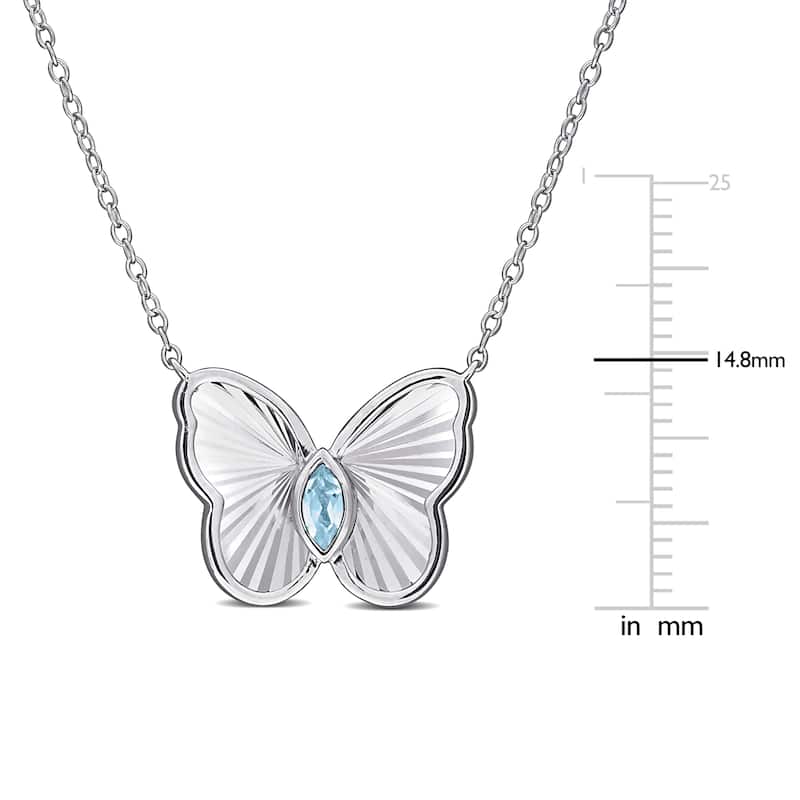 Miadora 1/6ct TGW Sky Blue Topaz Necklace with Chain in Sterling Silver