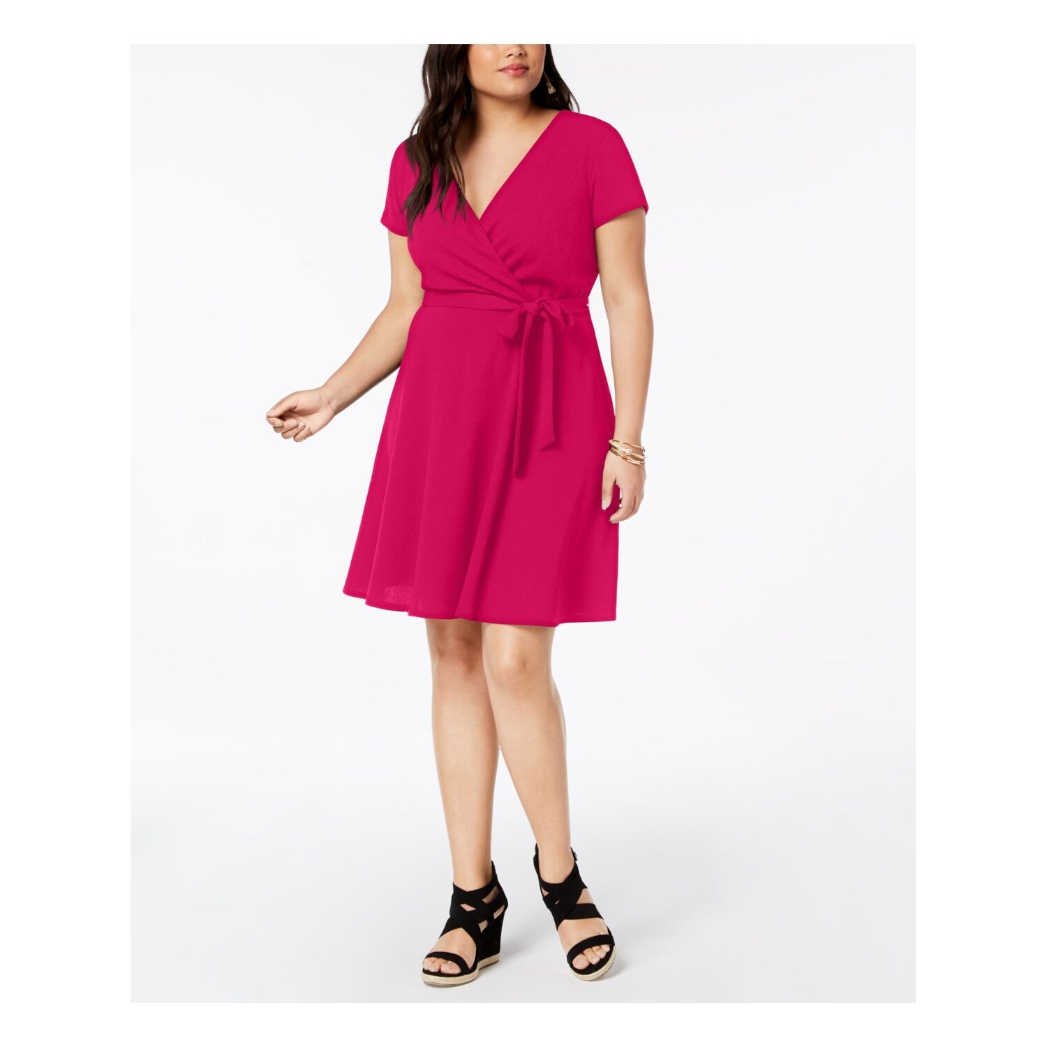 plus size pink wrap dress
