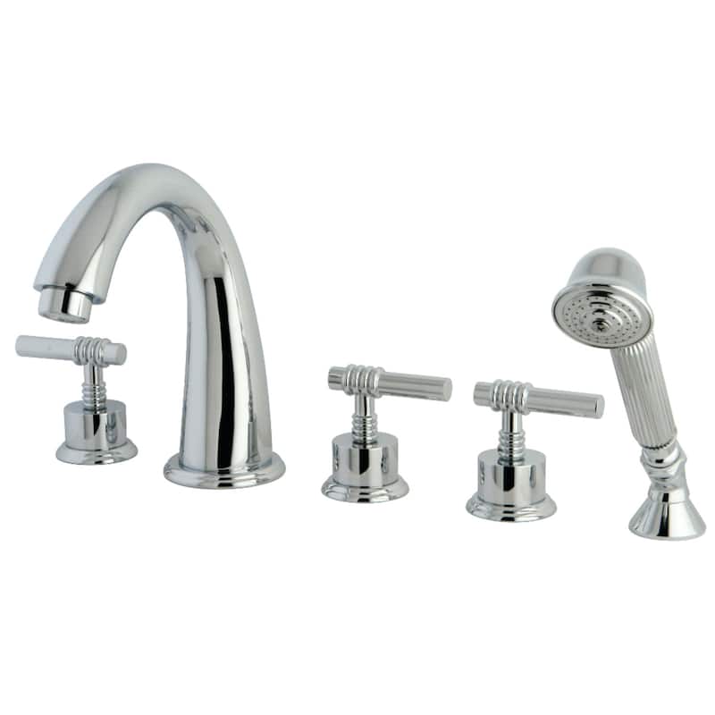 Kingston Brass Manhattan 5-Hole Deck Mount Roman Tub Faucet with Hand Shower - Polished Chrome