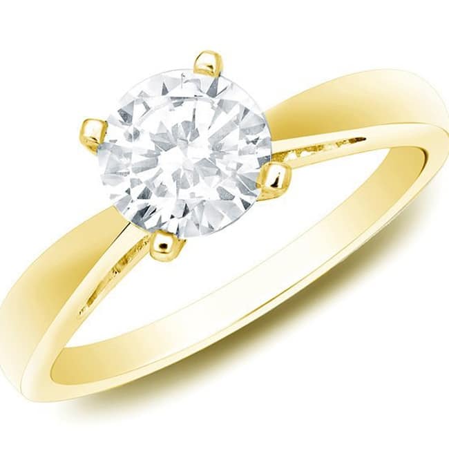 Auriya 14k Gold 1ctw Round Solitaire Diamond Engagement Ring Certified
