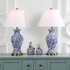 preview thumbnail 2 of 7, SAFAVIEH Lighting 29-inch Beijing Blue/ White Floral Urn Lamp (Set of 2) - 17"x17"x29"