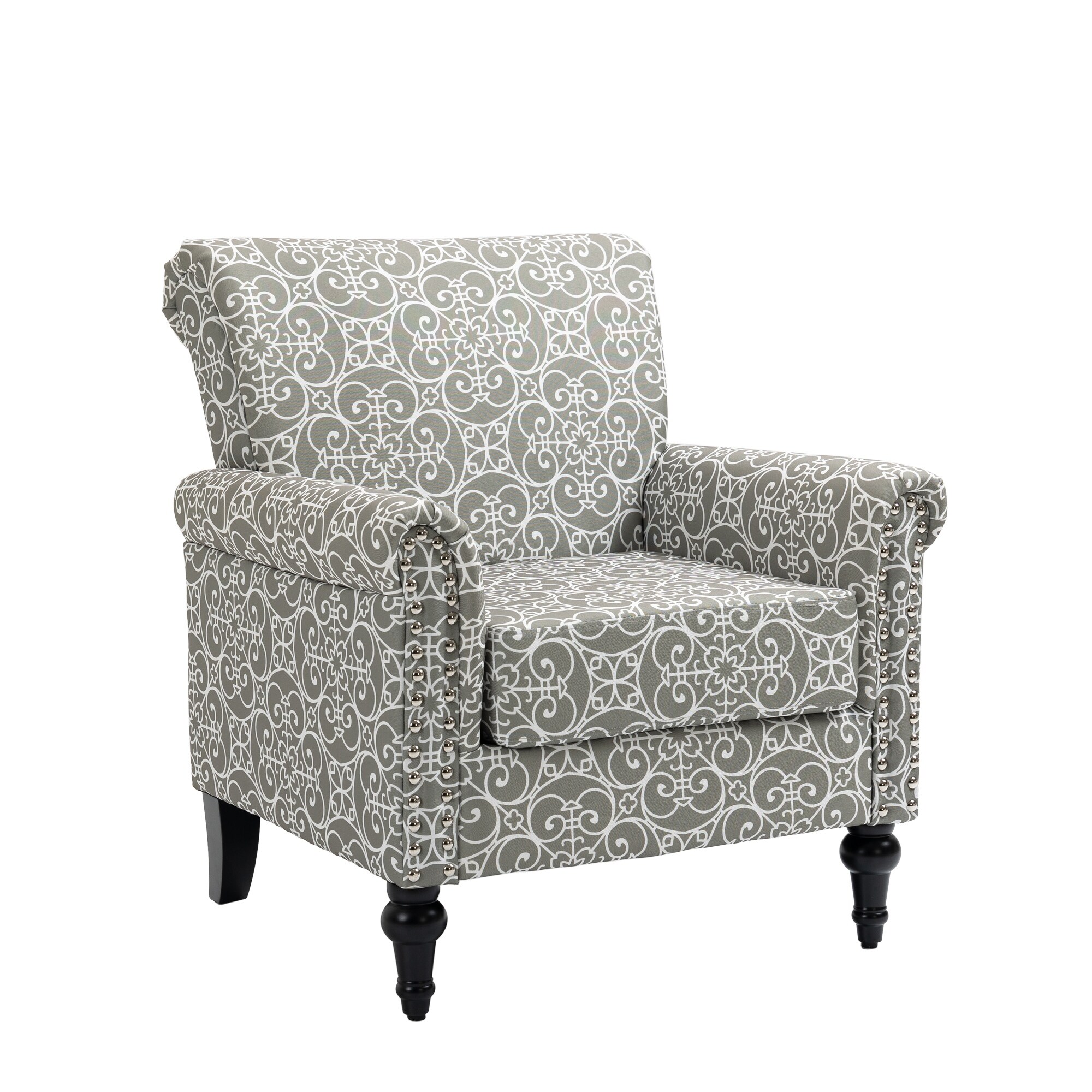 Grey floral sales armchair