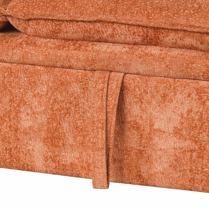 Modern Pull-Out Sleeper Sectional Sofa Bed with Storage Storage Ottoman