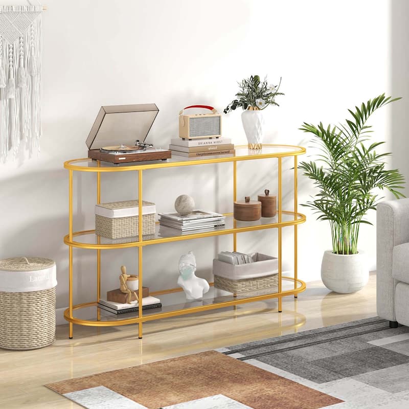 Costway 3-Tier TV Stand for TVs up to 65" with Tempered Glass Shelves - See Details
