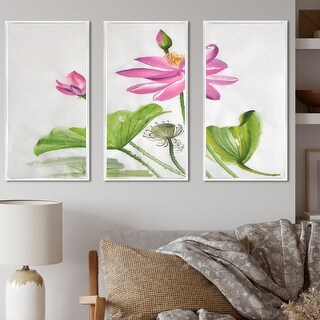 Designart "Two Pink Lotus Flowers" Traditional Framed Canvas Wall Art ...