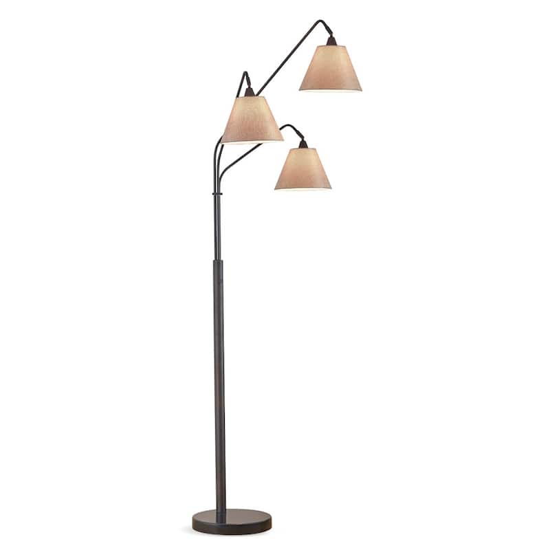 Midtown 84"H 3-Light Arch Floor Lamp, Dark Bronze Finish with Brown Shades