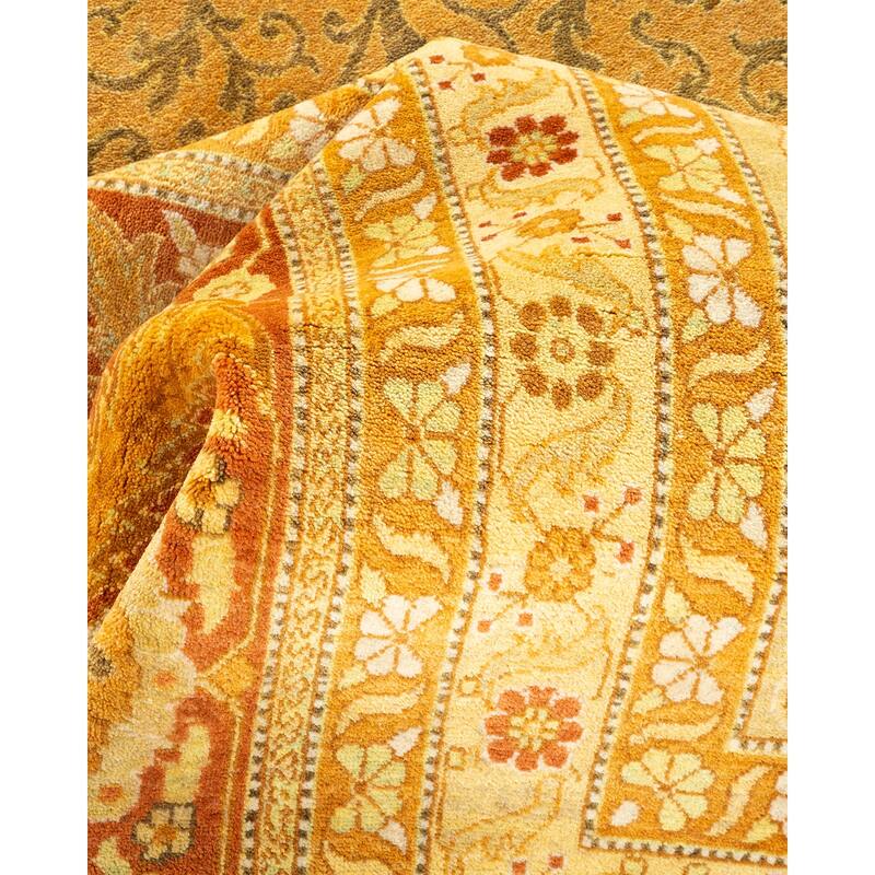 Overton Hand Knotted Wool Vintage Inspired Traditional Mogul Brown Area Rug - 12' 5" x 17' 9"