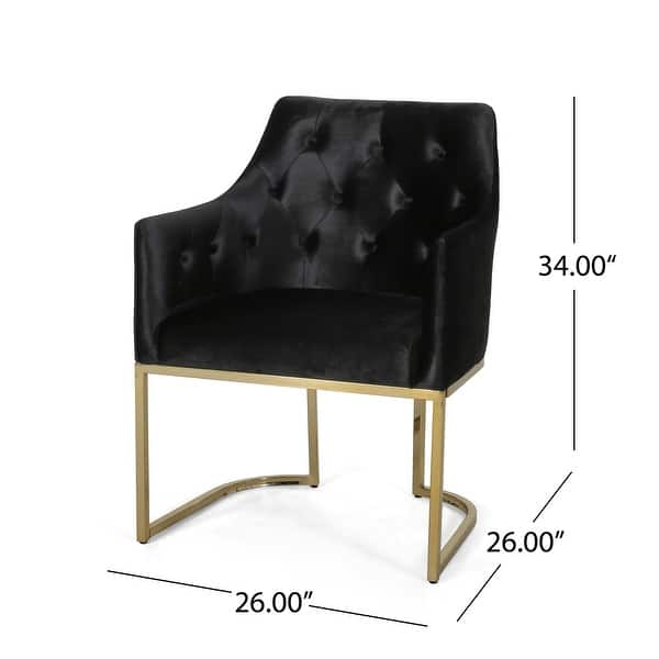 dimension image slide 1 of 2, Roomfitters Velvet Upholstered Accent Chair, Modern Armchair with Tufted Backrest and Gold Metal Frame